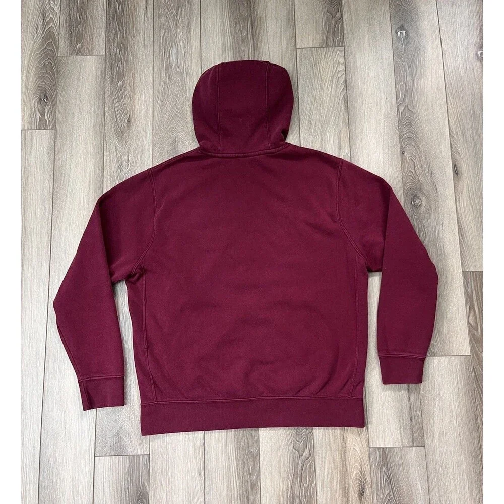 Nike Club Fleece Hoodie Mens Sz Large Burgundy Logo Fleece Lined Front Pocket